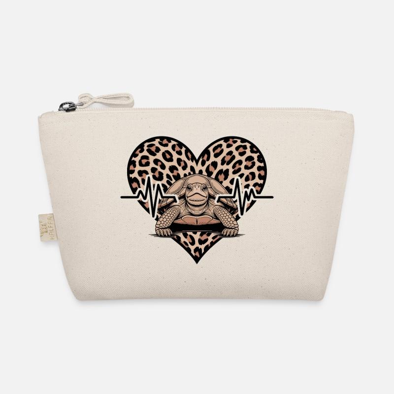 Leopard print with turtle and heart Organic Pouch