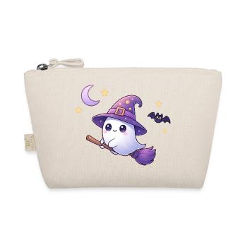 Fantôme de sorcière kawaii sur balai – Chemise d’Halloween - Trousse biologique - nature - Devant