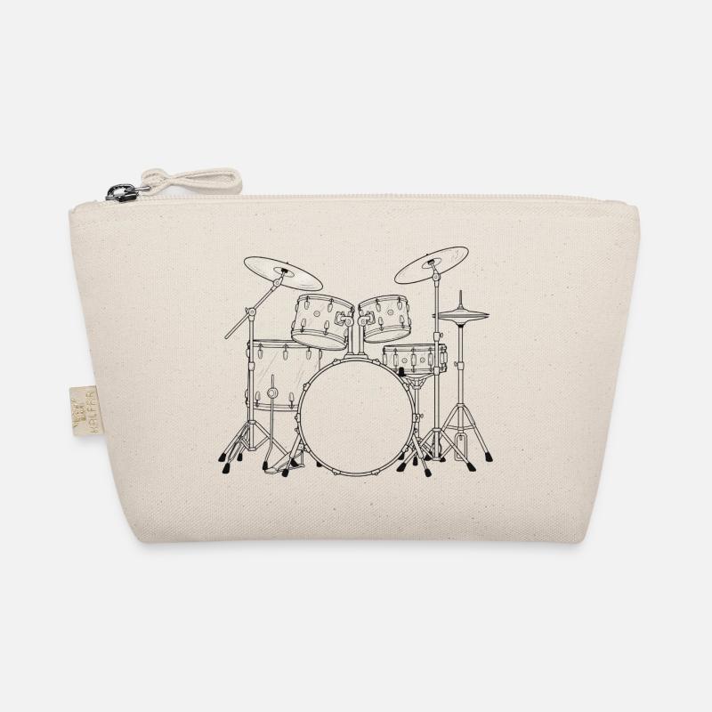 Schwarzweiß Drumset Skizze Bio-Täschchen