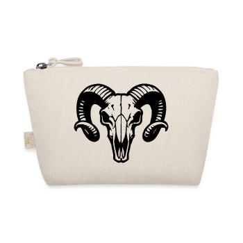 Ram's Head Skull with Horns - Battering Ram - Organic Pouch - nature - Front