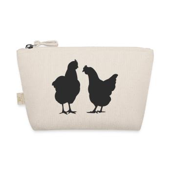 Two Chickens Silhouette - Organic Pouch - nature - Front