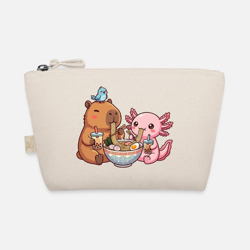 Kawaii Capybara Axolotl Ramen Bubble Tea - Organic Pouch - nature