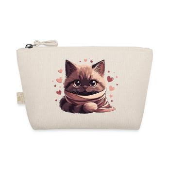 Cozy kitten wrapped in a scarf - Organic Pouch - nature - Front