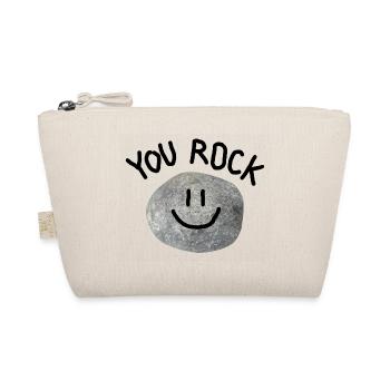 You Rock Minimal Pun Statement Smile Stone - Organic Pouch - nature - Front
