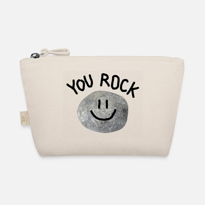 You Rock Minimal Wortspiel Statement Smile Stein - Bio-Täschchen - Natur