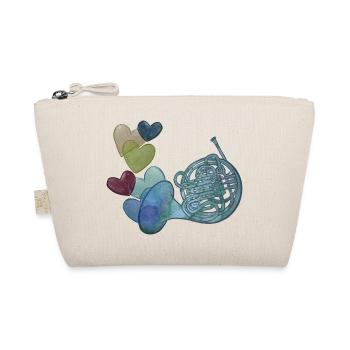Herznote-Horn mit bunten Herzen - Bio-Täschchen - Natur - Vorne
