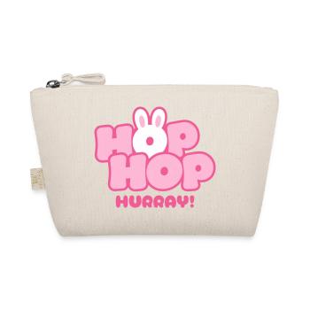 Hop Hop Hurray | Cute Bunny Saying Motif - Organic Pouch - nature - Front