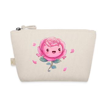 Kuschelige Rosa Rose Cartoon - Bio-Täschchen - Natur - Vorne