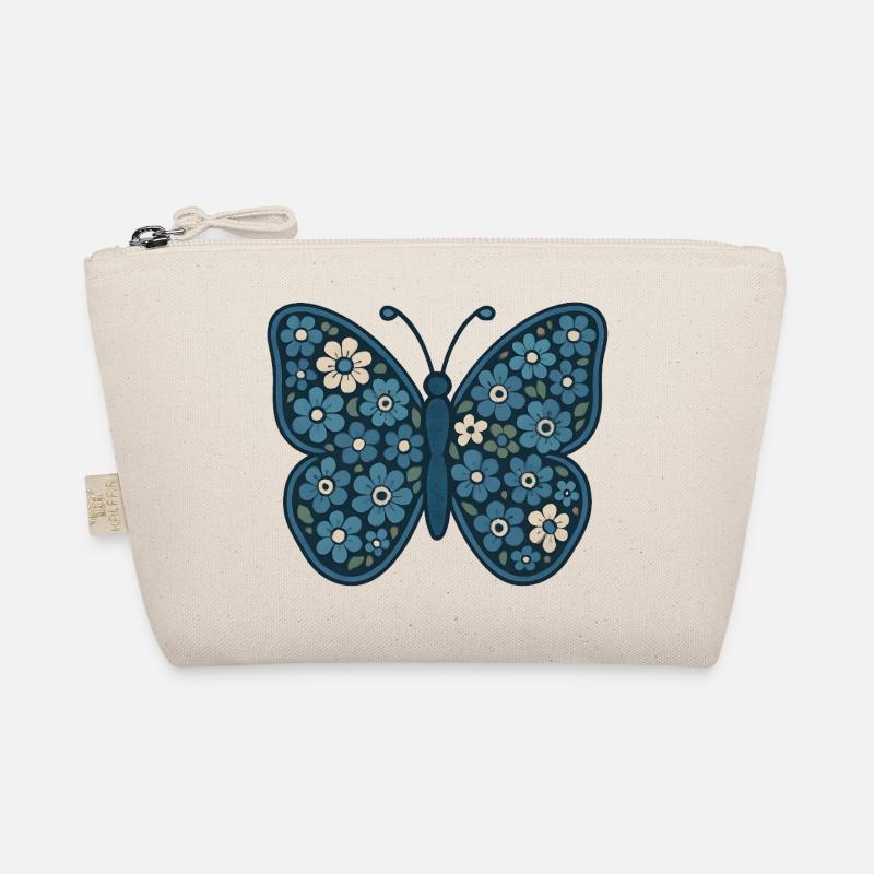 Blauer BlumenSchmetterling Muster Bio-Täschchen
