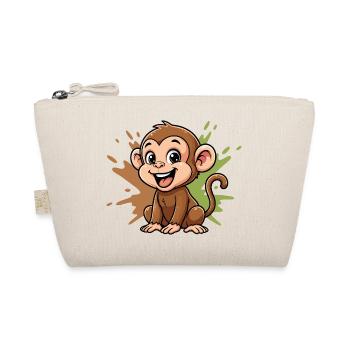 Fröhlicher Affe Cartoon Farbspritzer - Bio-Täschchen - Natur - Vorne