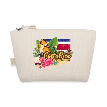 Costa Rica Retro Jaguar Vintage with Flag Souvenir - Organic Pouch - nature - Front