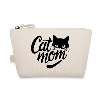 Maman chat, cœur de maman chat avec visage de chat - Trousse biologique - nature - Devant