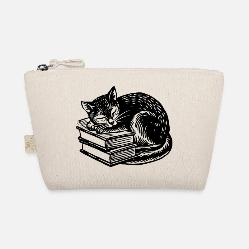 Katze schläft auf Buch Bio-Täschchen