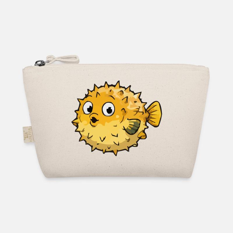 Spherical Puffer Fish Cartoon Organic Pouch