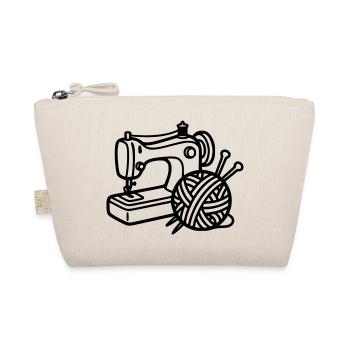 Sewing Machine Wool Knitting Sewing Handmade - Organic Pouch - nature - Front