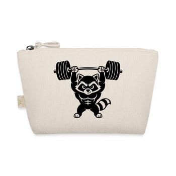 Muscle raccoon lifts heavy dumbbell - Organic Pouch - nature - Front