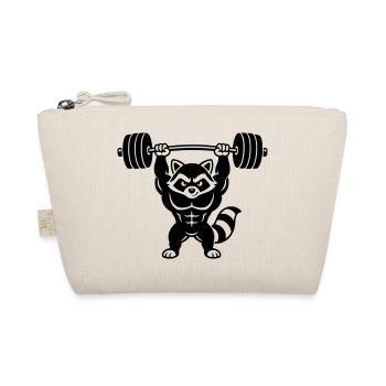 Muscle raccoon lifts barbell - Organic Pouch - nature - Front
