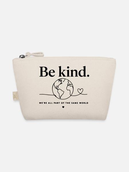 Be Kind Weltkugel Design - We're All One World - Bio-Täschchen - Natur
