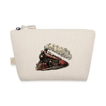 Vintage Steam Locomotive Speeding Retro Train  - Organic Pouch - nature - Front