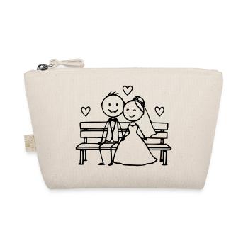 Wedding couple cartoon on the bench - Organic Pouch - nature - Front