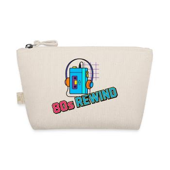 80er-Jahre-Rewind-Kassetten-Kopfhörer - Bio-Täschchen - Natur - Vorne