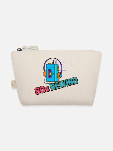 80er-Jahre-Rewind-Kassetten-Kopfhörer - Bio-Täschchen - Natur