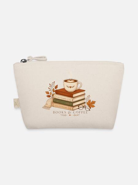 Autumn Books and Coffee - Organic Pouch - nature