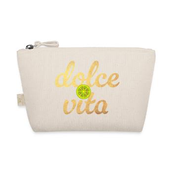 Dolce Vita Limette Gold Zitrone Italien Deko Quote - Bio-Täschchen - Natur - Vorne