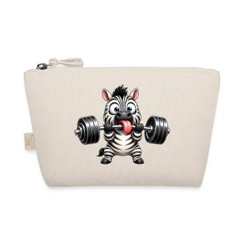 Zebra with Dumbbell Comic Bodybuilding Cartoon - Organic Pouch - nature - Front