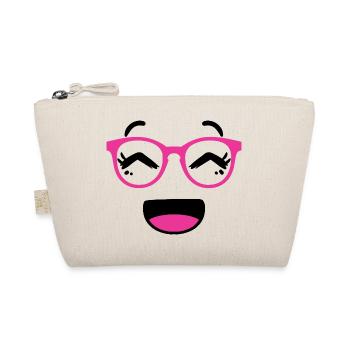 Cute face in kawaii style with pink glasses - Organic Pouch - nature - Front