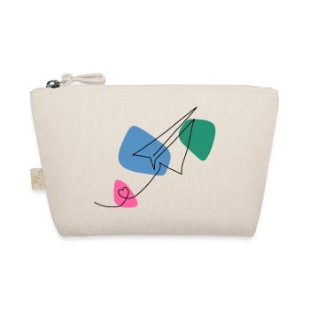 Line Art Paper Airplane with Color Background - Organic Pouch - nature - Front