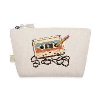 Retro-Kassette und Bleistift Vintage, 80er, 90er, - Bio-Täschchen - Natur - Vorne