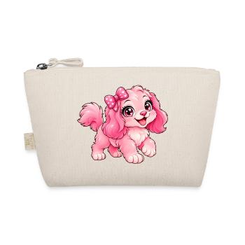 Kawaii Pink Puppy mit Schleife - Bio-Täschchen - Natur - Vorne