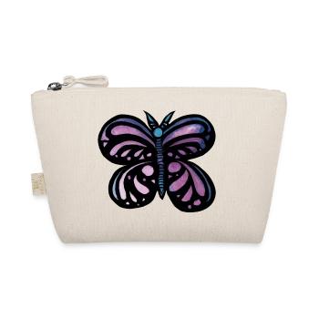 Lila Aquarell-Schmetterling auf Schwarz - Bio-Täschchen - Natur - Vorne