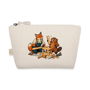 Fuchs und Biber beim Heimwerken – Handwerkerduo - Bio-Täschchen - Natur - Vorne