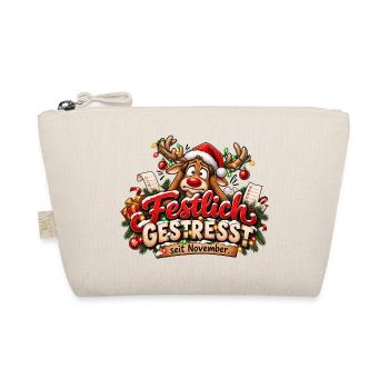 Weihnachtsmotiv Rentier gestresst Weihnachtsstress - Bio-Täschchen - Natur - Vorne