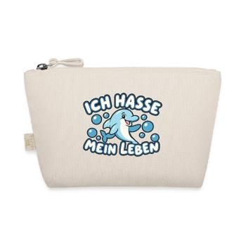 Delfin mit absurdem Lebensmotto - Bio-Täschchen - Natur - Vorne