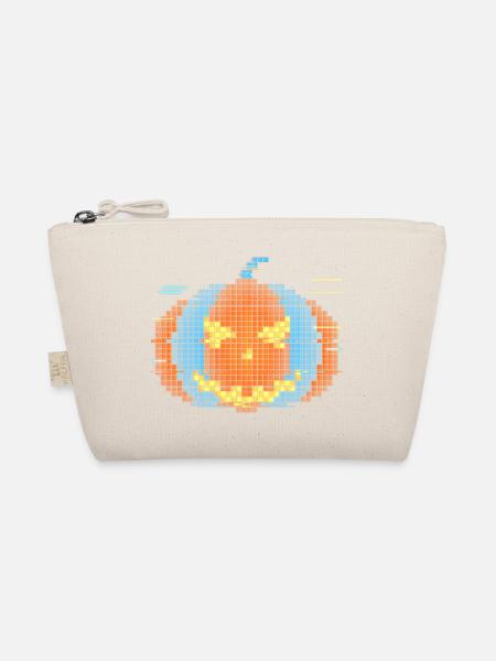 Pixel Kürbis – Cyber Glitch Halloween - Bio-Täschchen - Natur