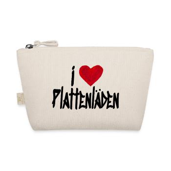 I love Plattenläden Vintage und Retro Bester Sound - Bio-Täschchen - Natur - Vorne