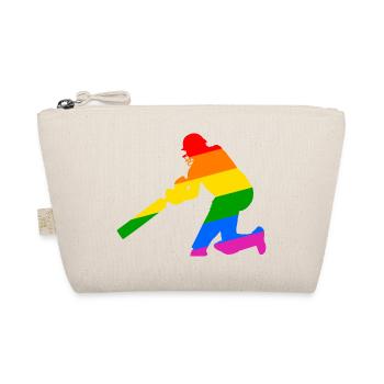 Cricket Spieler mit Regenbogen Geschenkidee - Bio-Täschchen - Natur - Vorne