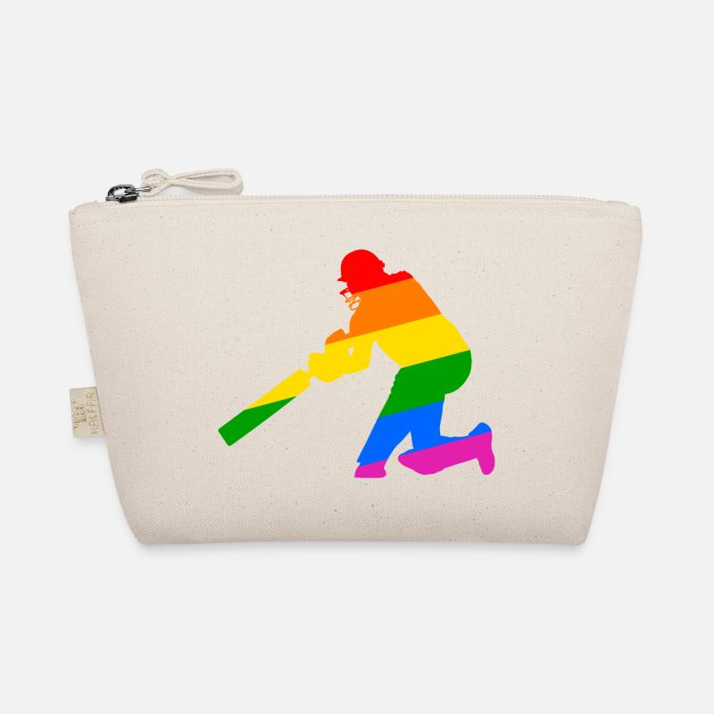 Cricket Player with Rainbow Gift Idea Organic Pouch