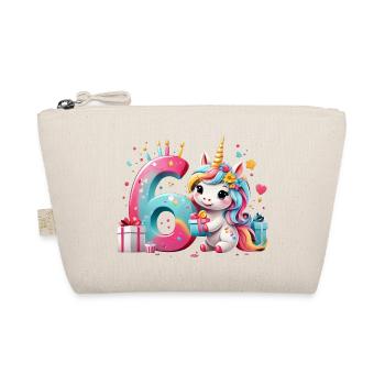 NUMMER 6 JAHRE EINHORN 6. GEBURTSTAG - Bio-Täschchen - Natur - Vorne