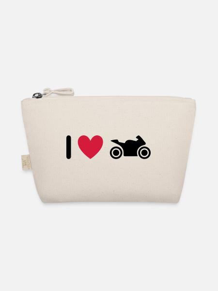 ★ Design colors can be changed ★ I love motorcycles - Organic Pouch - nature