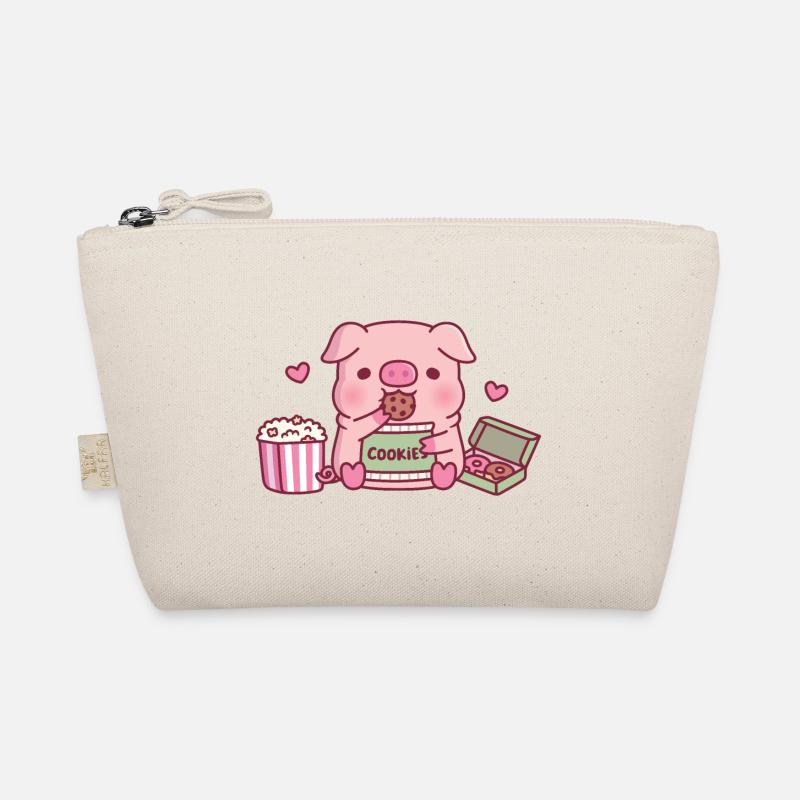 Mignon cochon grignotant des biscuits - Trousse biologique - nature