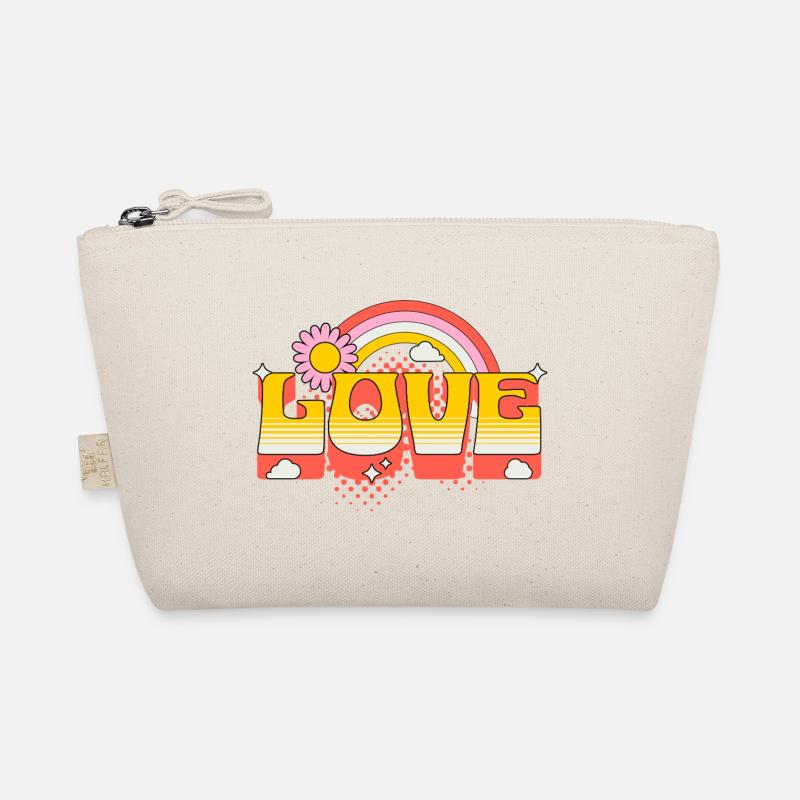 Amour Écriture Fleur Arc-en-ciel Nuages Art Trousse biologique