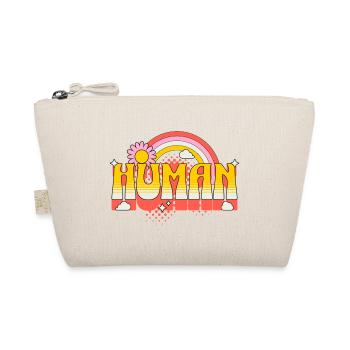 Human Mensch Regenbogen Blume Hippie Vintage Retro - Bio-Täschchen - Natur - Vorne