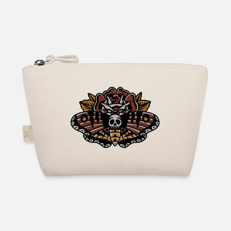 Farfalla di stile del tatuaggio della vecchia scuola con la rosa del teschio Borsetta ecologica 