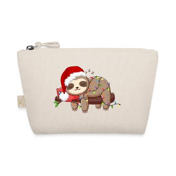 Lustige Faultier-Weihnachten. Xmas Slothy - Bio-Täschchen - Natur - Vorne