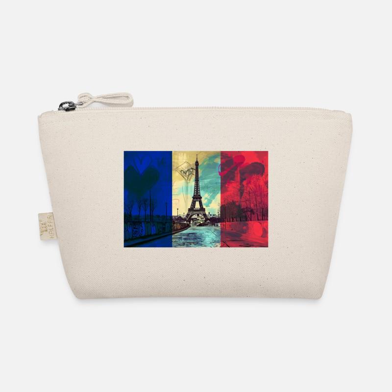 Paris Skyline Eiffelturm Frankreich Flagge Fahne - Bio-Täschchen - Natur