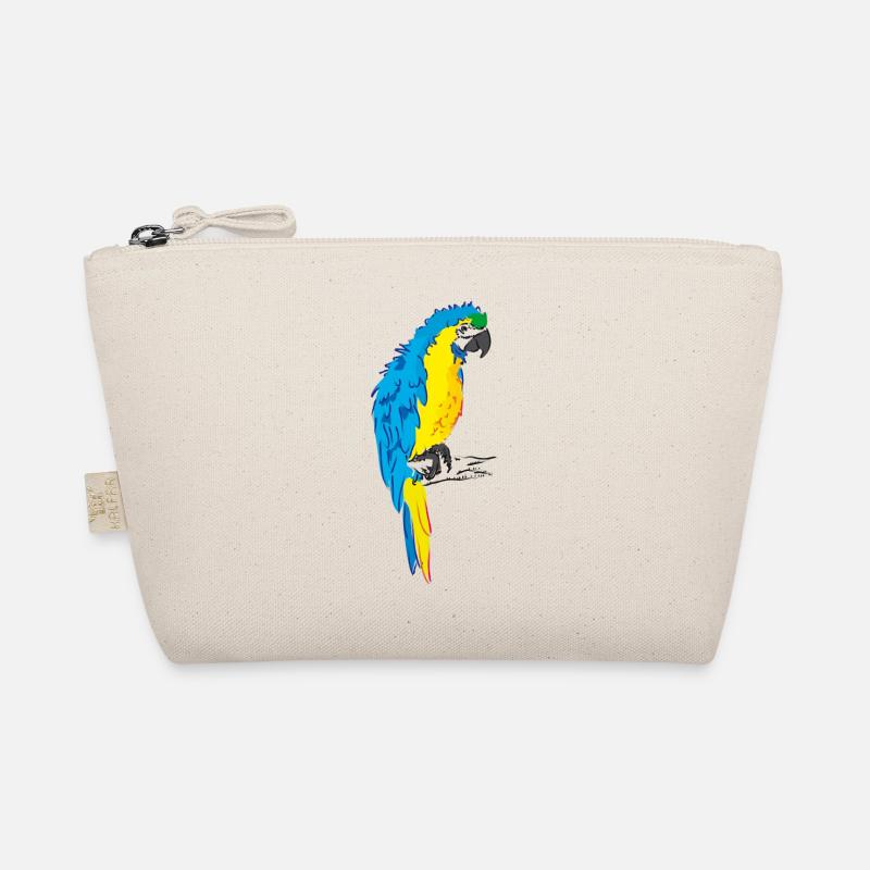 Macaw parrot yellow, blue drawing Organic Pouch
